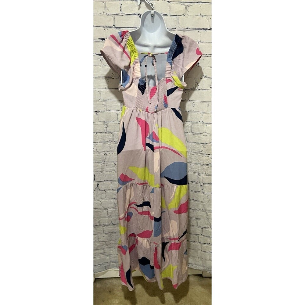 Isabel Maternity Multicolor Printed Tiered Midi Flutter Dress XS - Picture 4 of 7